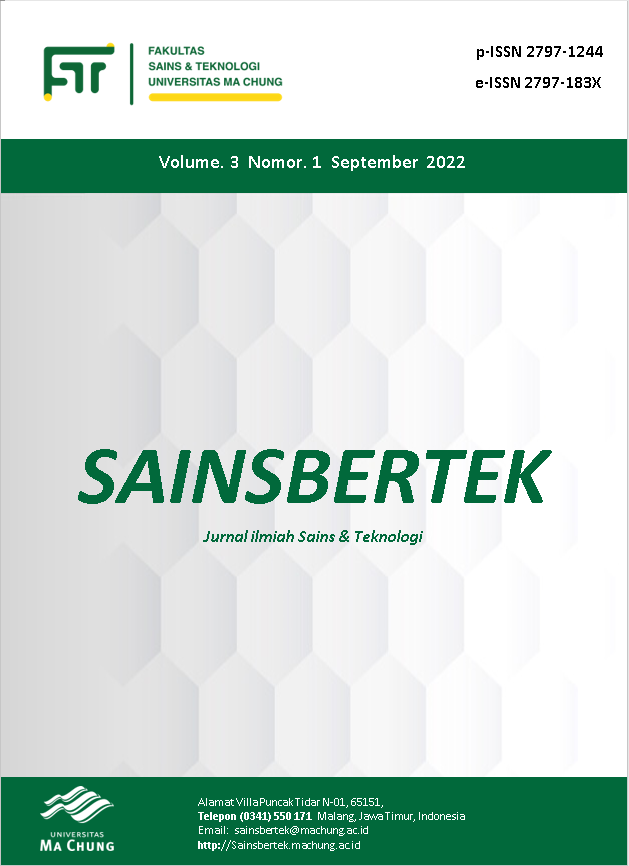 					View Vol. 3 No. 1 (2022): September - Sainsbertek Jurnal Ilmiah Sains & Teknologi
				